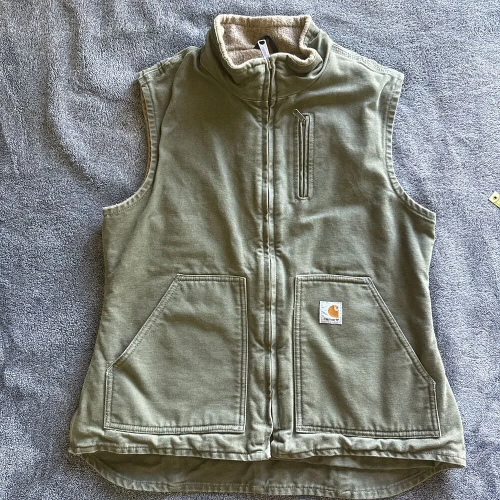 Carhartt Lined Vest Olive/Army Green, Woman’s Size M - Picture 1 of 7